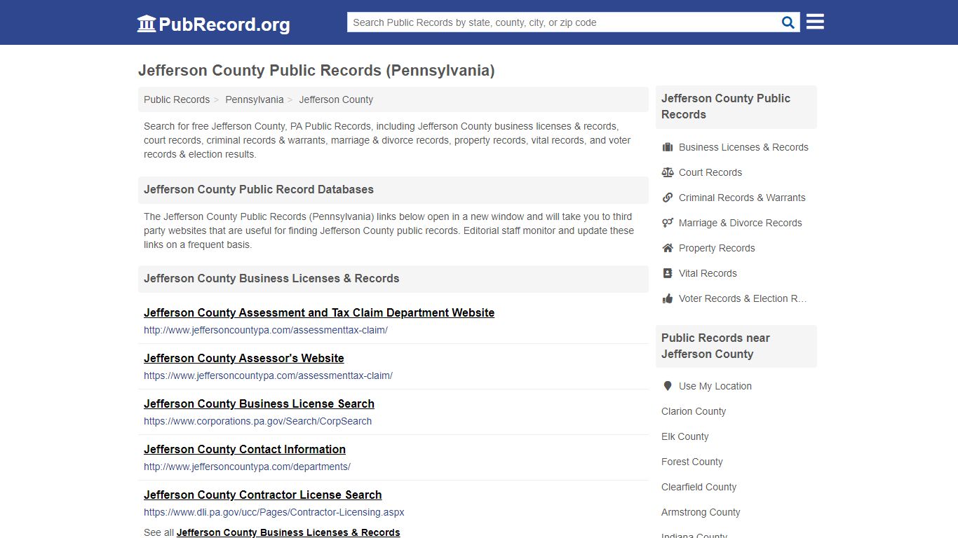 Jefferson County Public Records (Pennsylvania)